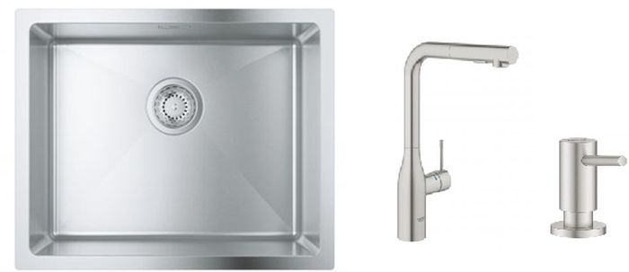 Set baterie bucătărie Grohe Essence 30270DC0, chiuveta din otel Grohe K700 31574SD1, 40535DC0