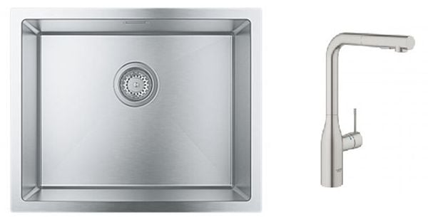 Set baterie bucătărie Grohe Essence 30270DC0, chiuveta din otel Grohe K700 31726SD0