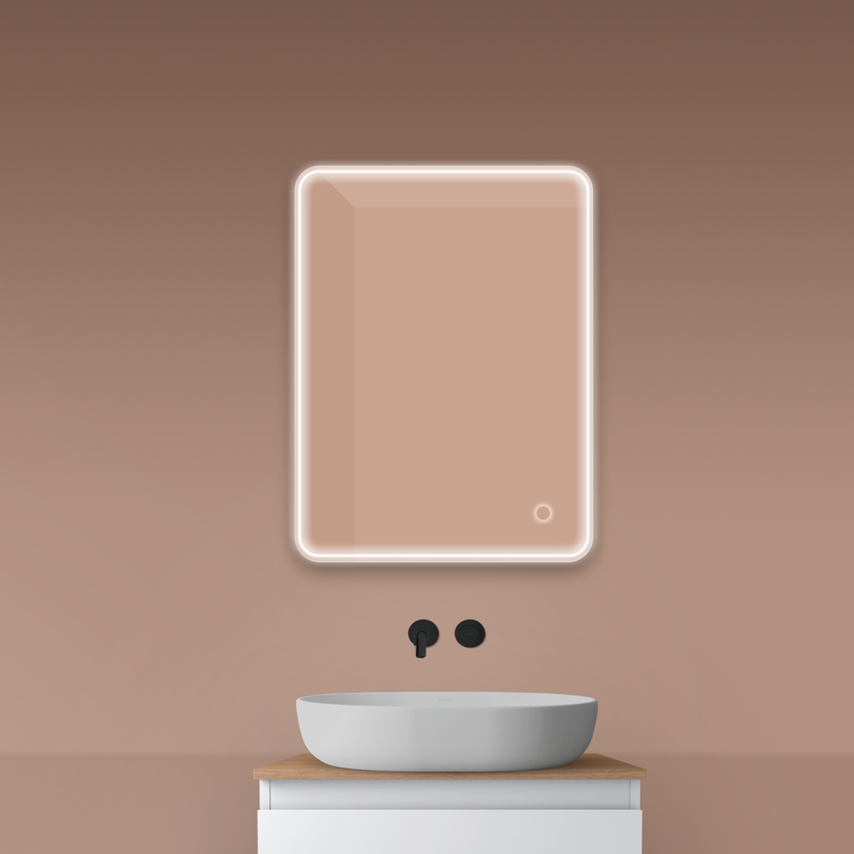 Oltens Nordlis oglindă 60x80 cm dreptunghiular cu iluminare cu covoraș de încălzire 64116000