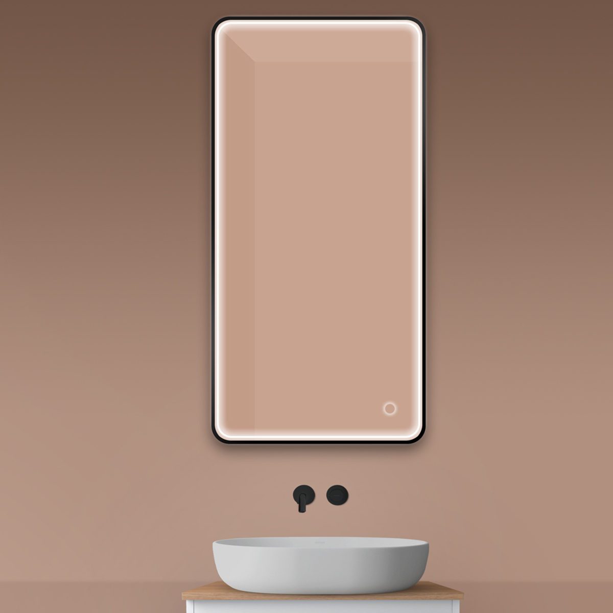 Oltens Nordlis oglindă 60x120 cm dreptunghiular cu iluminare cu covoraș de încălzire negru 64118300