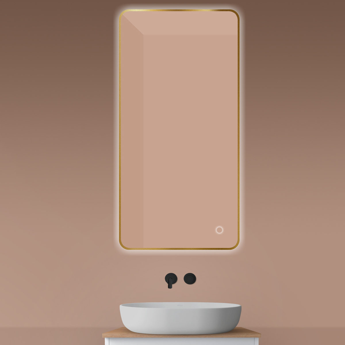 Oltens Nordlis oglindă 60x120 cm dreptunghiular cu iluminare cu covoraș de încălzire auriu 64121810