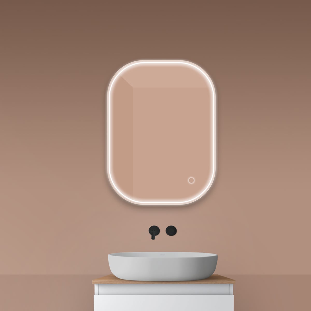 Oltens Nordlis oglindă 60x80 cm dreptunghiular cu iluminare cu covoraș de încălzire 64123000