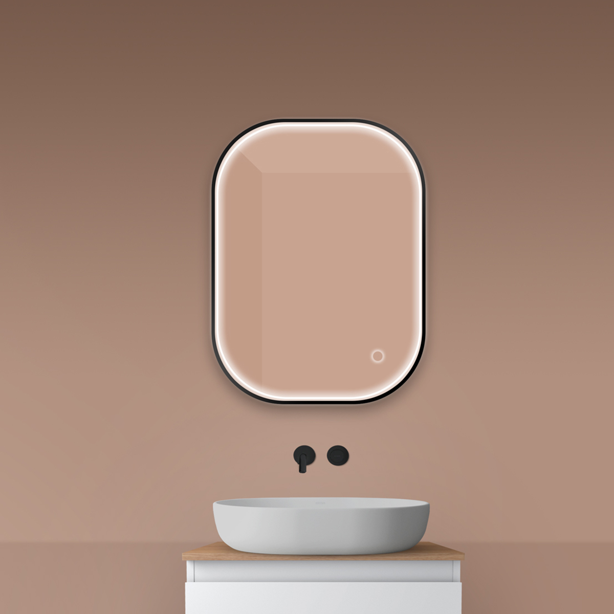 Oltens Nordlis oglindă 60x80 cm dreptunghiular cu iluminare cu covoraș de încălzire negru 64123300