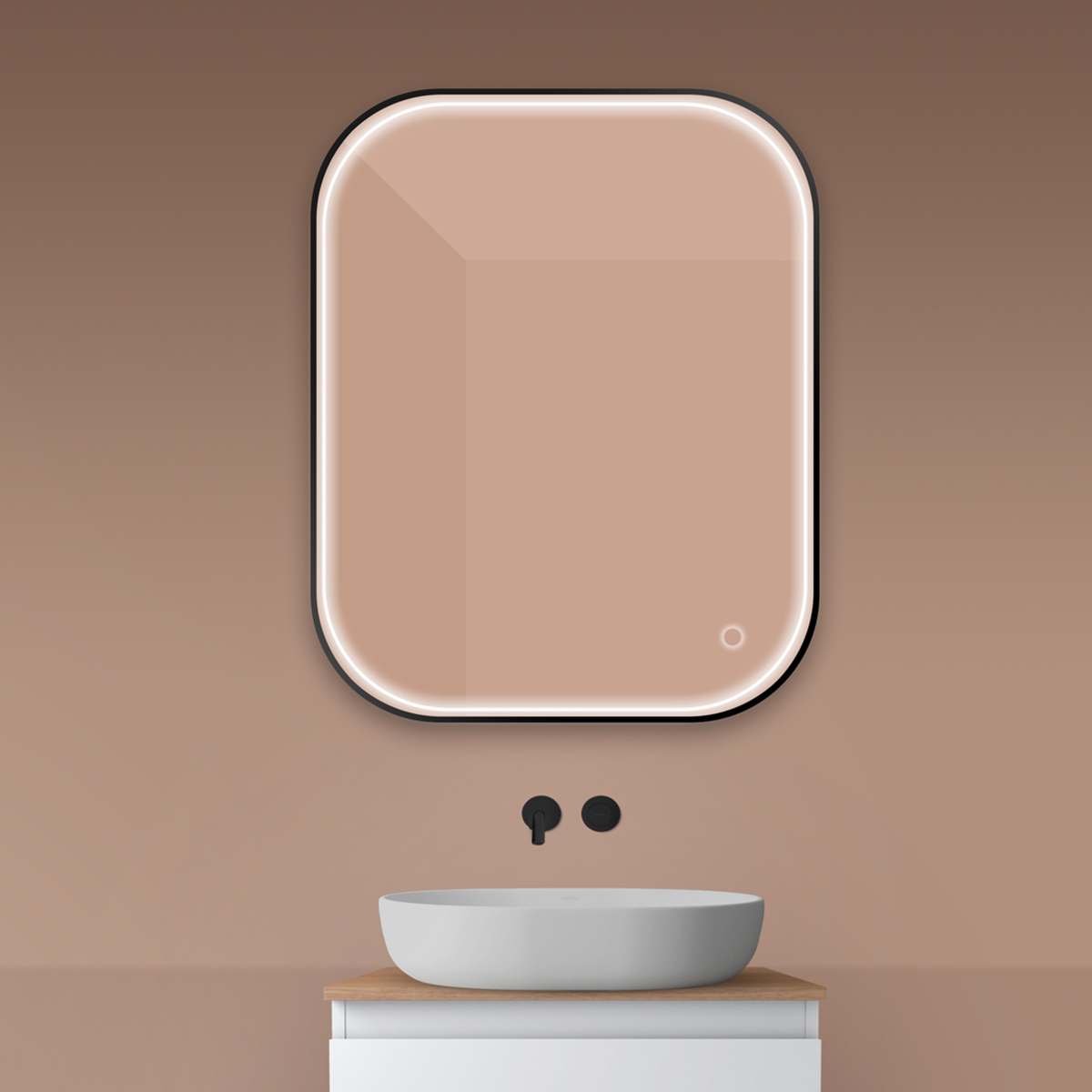 Oltens Nordlis oglindă 80x100 cm dreptunghiular cu iluminare cu covoraș de încălzire negru 64124300