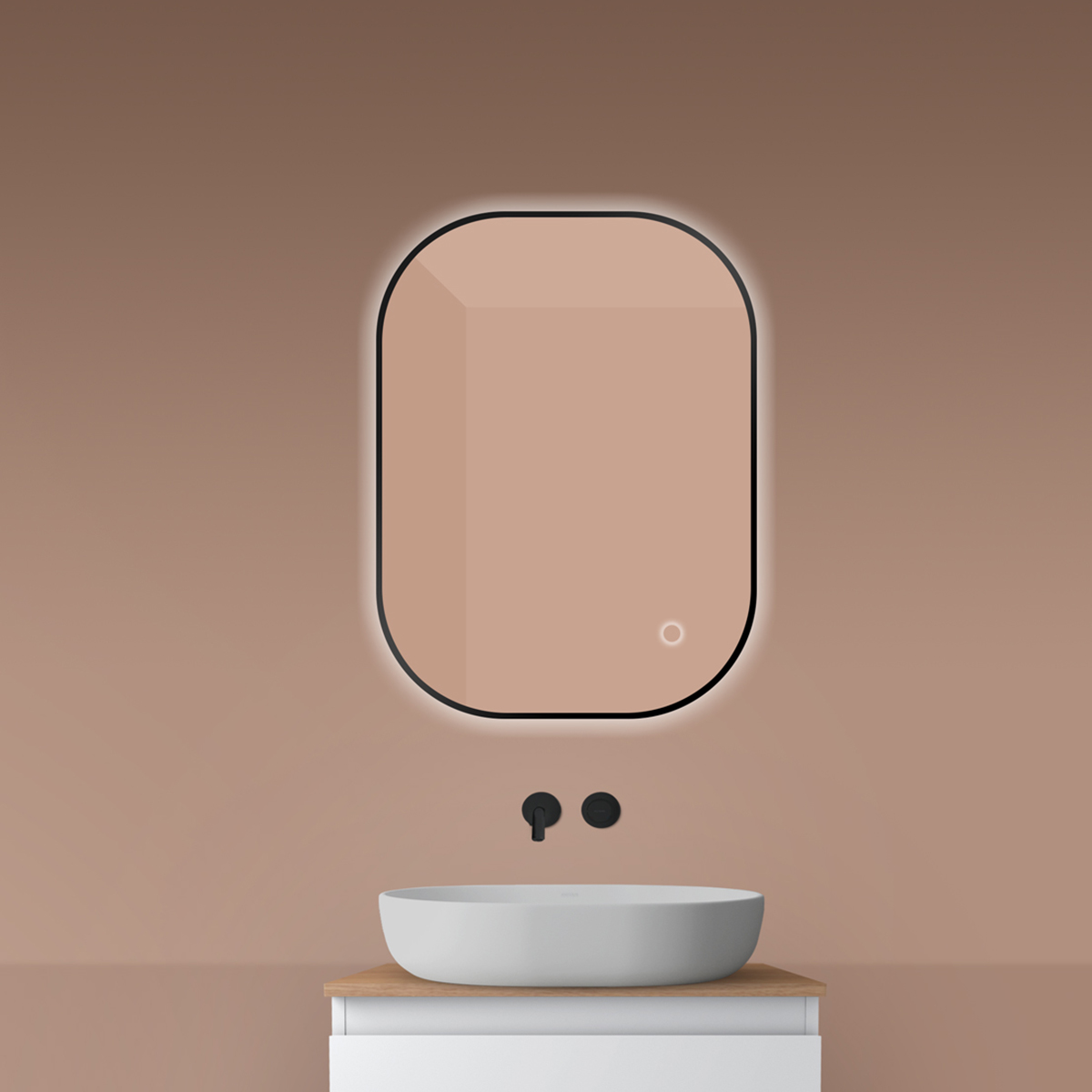 Oltens Nordlis oglindă 60x90 cm dreptunghiular cu iluminare cu covoraș de încălzire negru 64126300