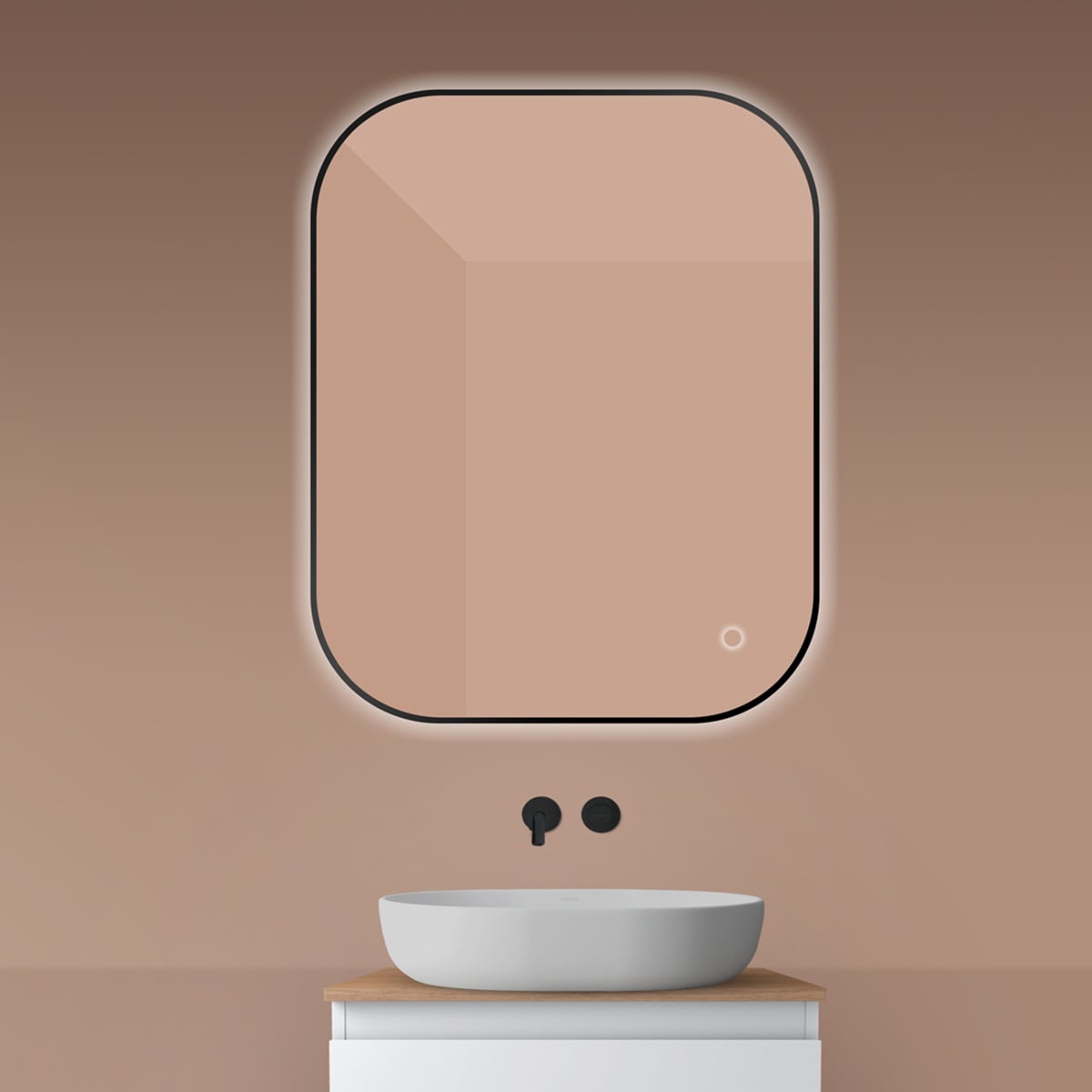 Oltens Nordlis oglindă 80x100 cm dreptunghiular cu iluminare cu covoraș de încălzire negru 64127300