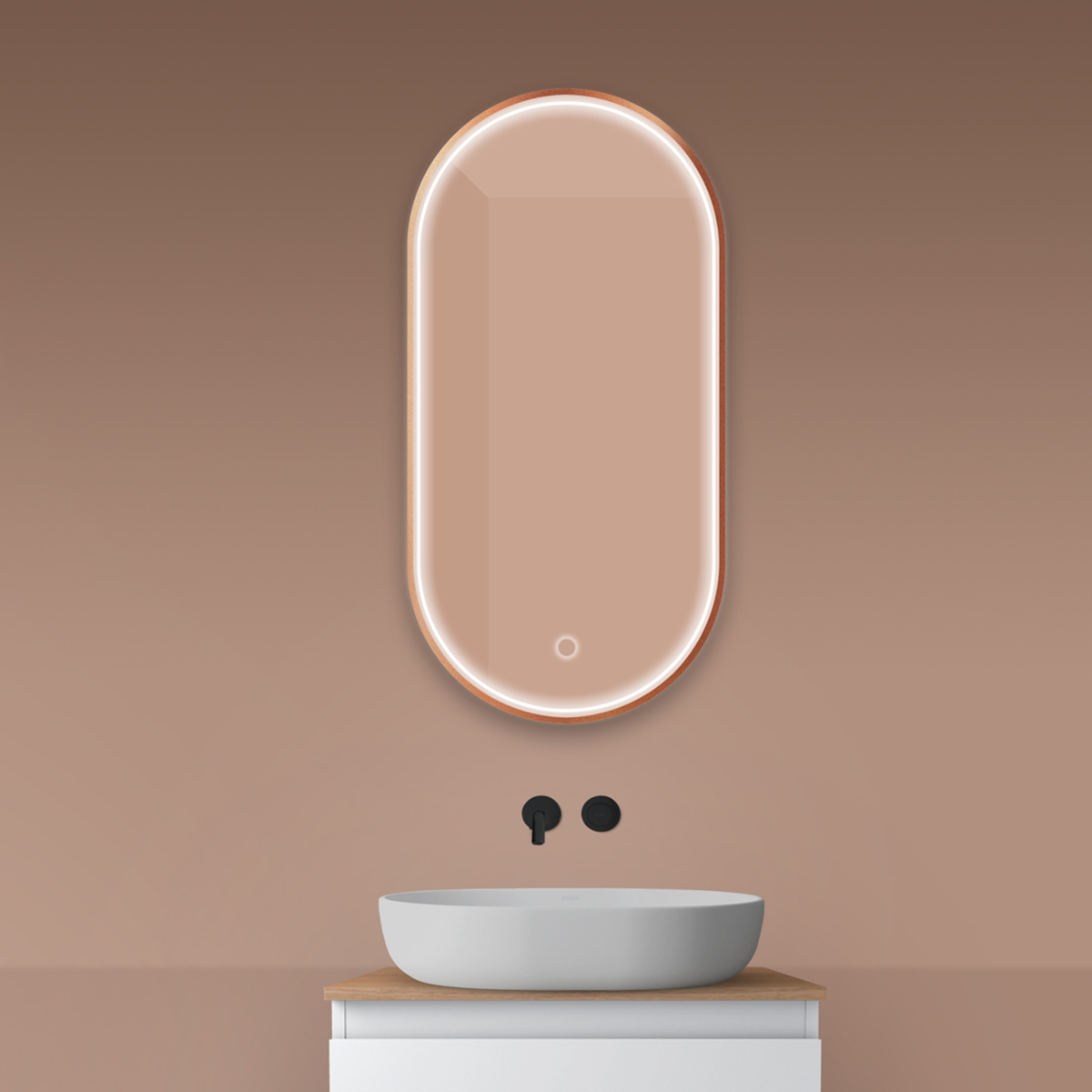 Oltens Nordlis oglindă 50x100 cm oval cu iluminare cu covoraș de încălzire 64128610