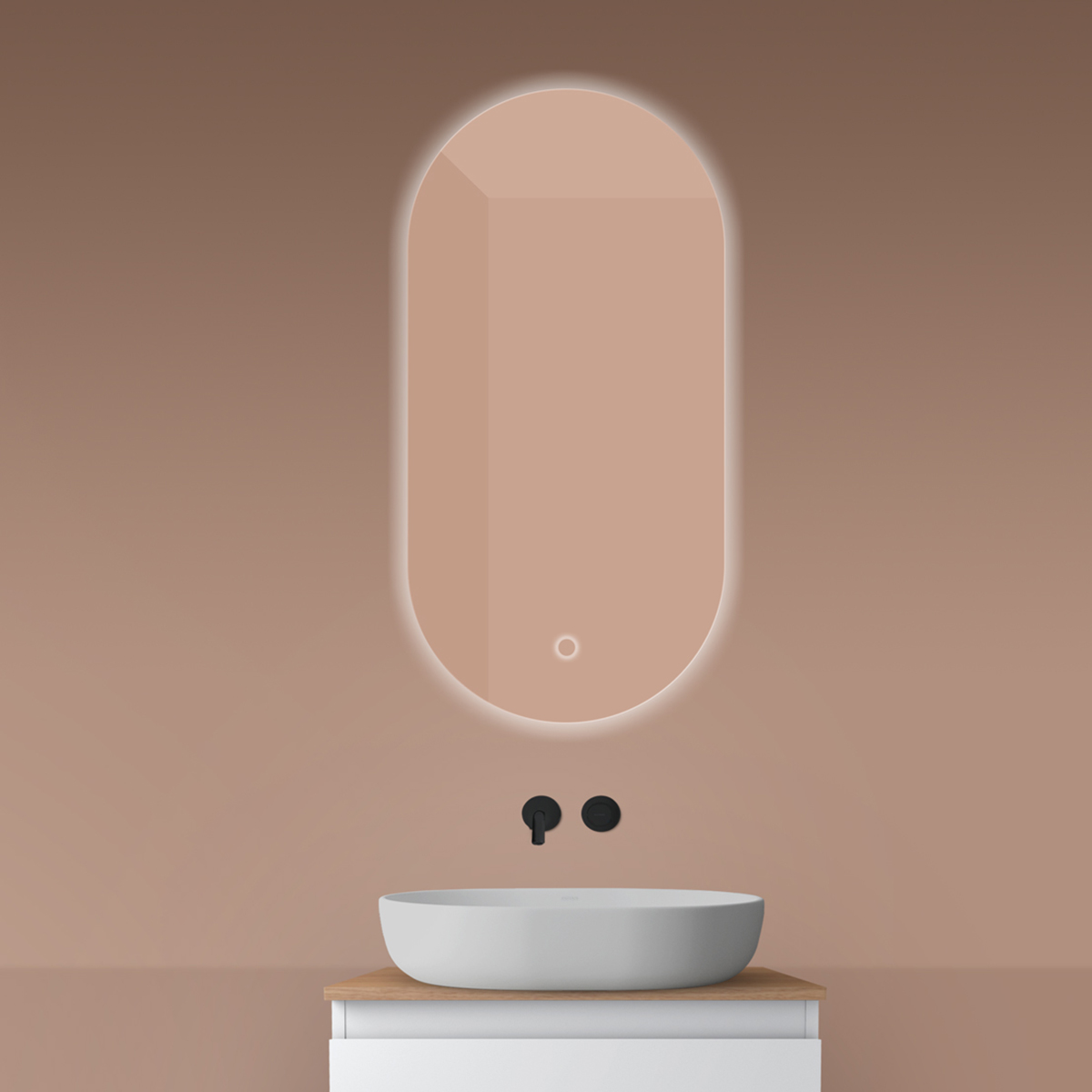 Oltens Nordlis oglindă 50x100 cm oval cu iluminare cu covoraș de încălzire 64129000