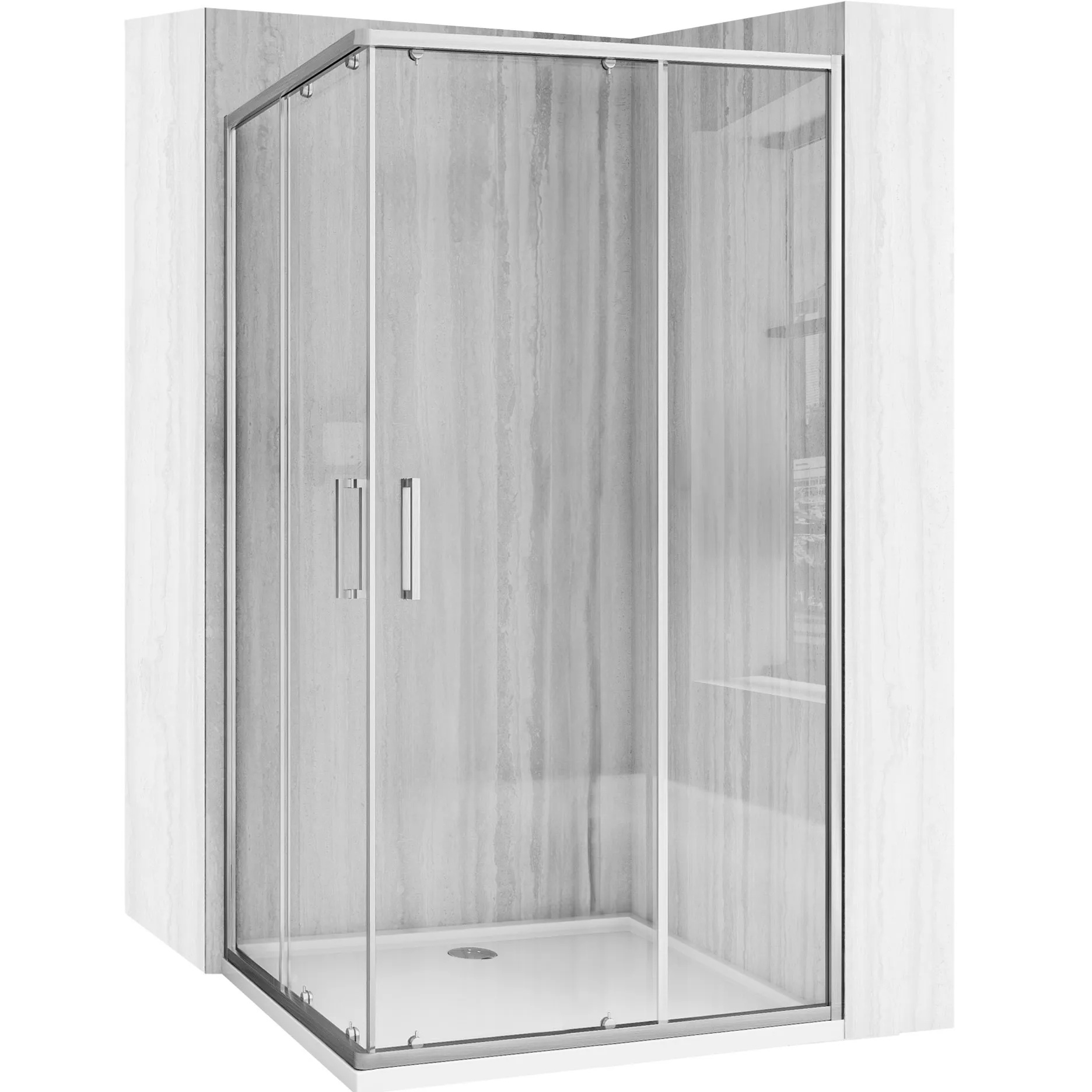 Rea City cabină de duș 87.5x87.5 cm pătrat argint periat/sticlă transparentă REAK6496