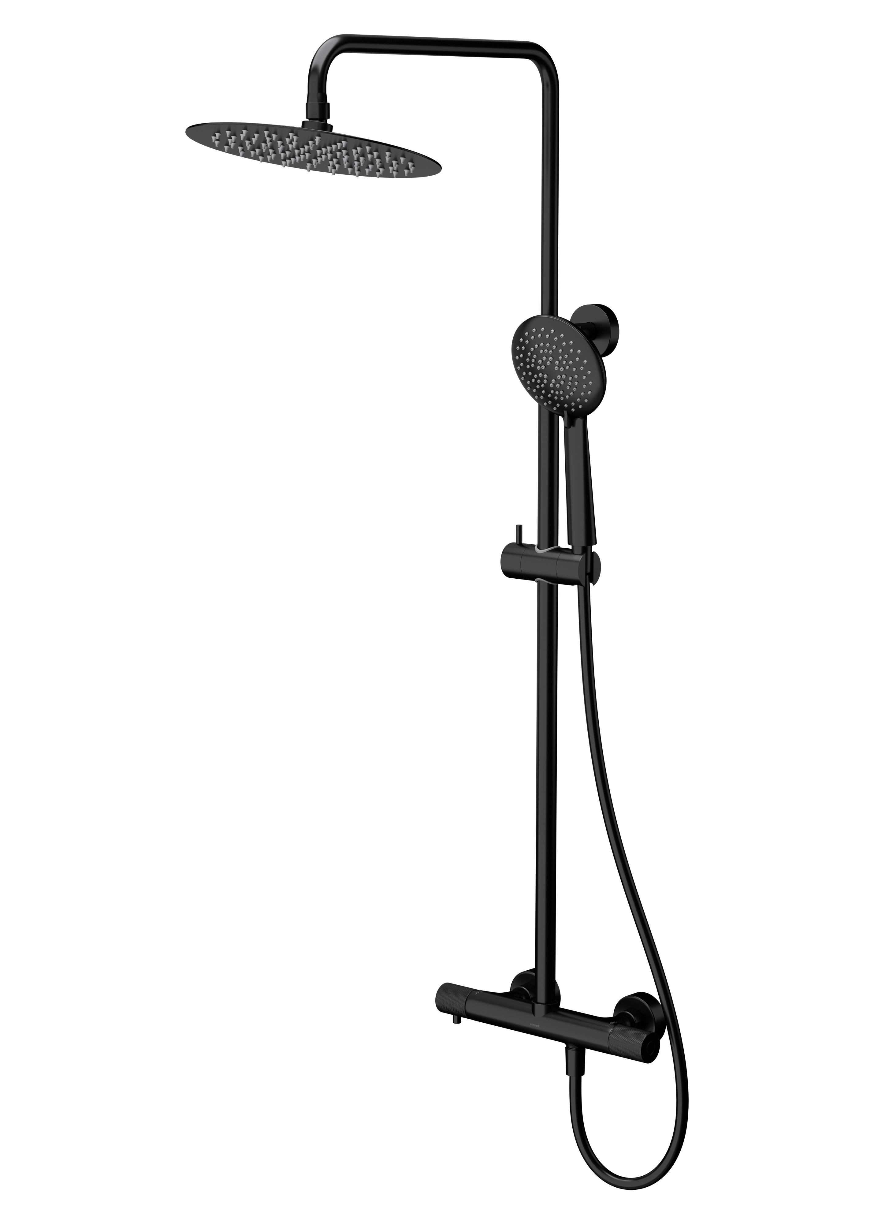 Cersanit Zen set de duș perete cu termostat cu duș de ploaie negru S951-783