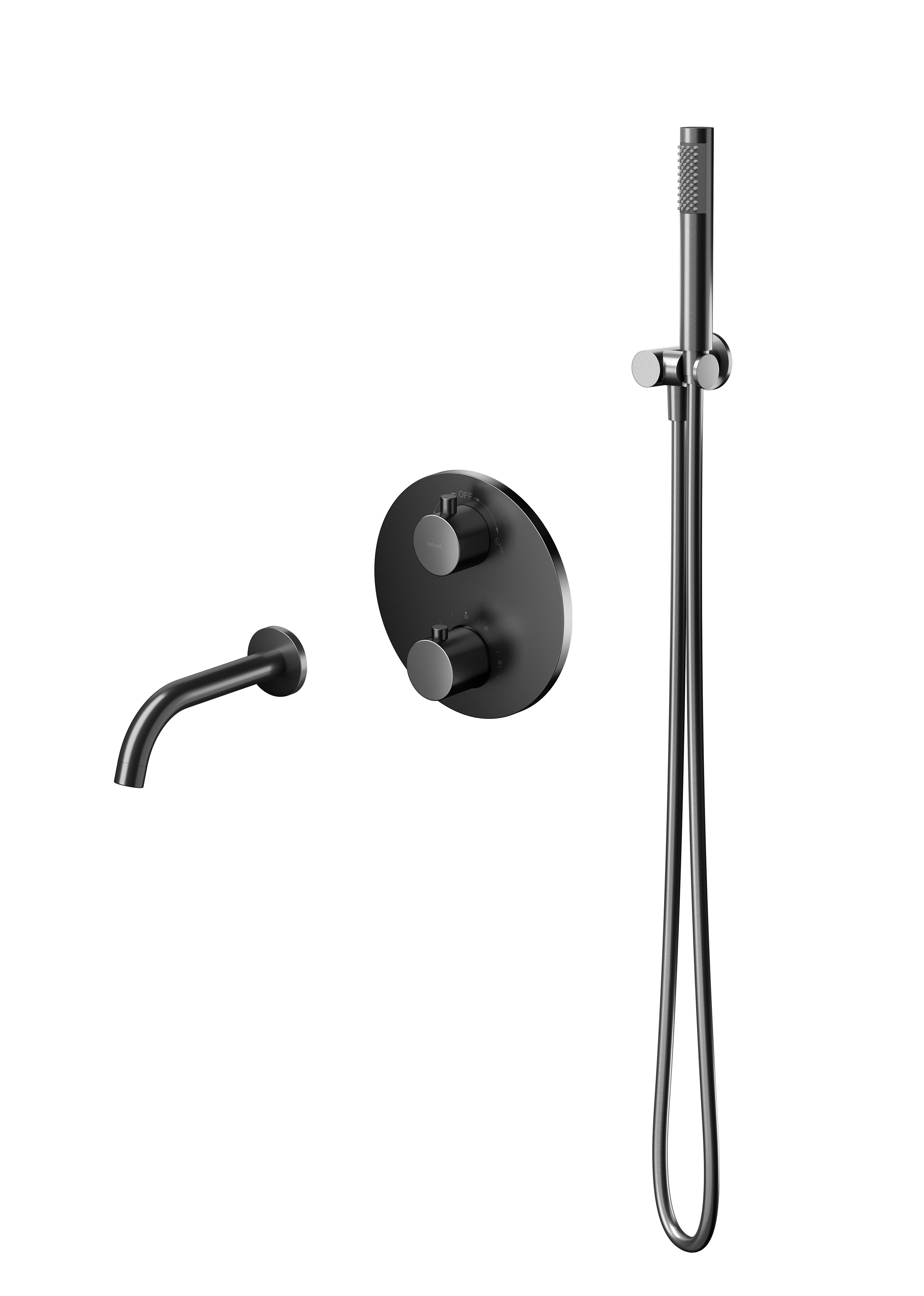 Cersanit Zen set de duș ascuns cu termostat negru-grafit S952-055
