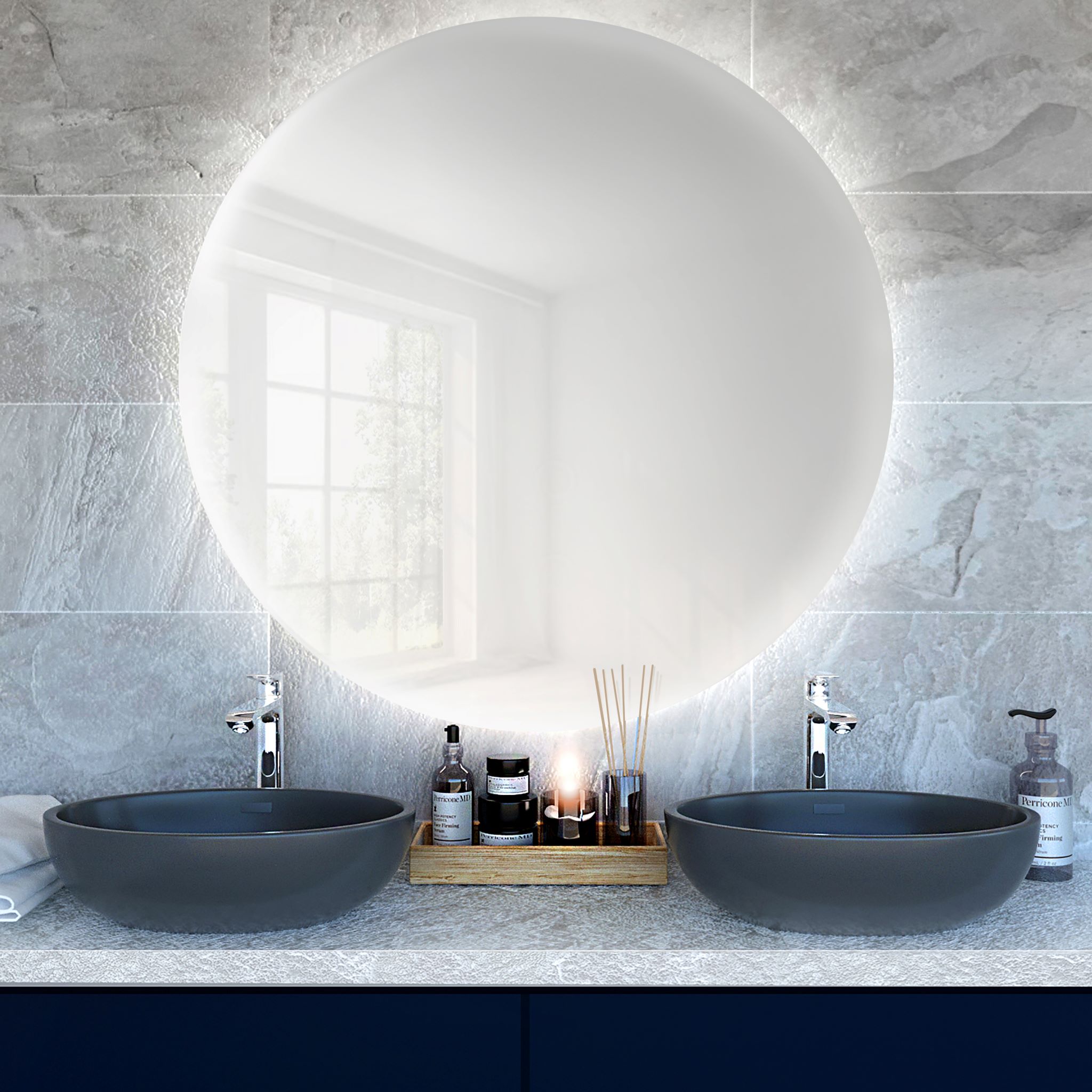 Baltica Design Bright oglindă 70x70 cm rotund cu iluminare 5904107913599