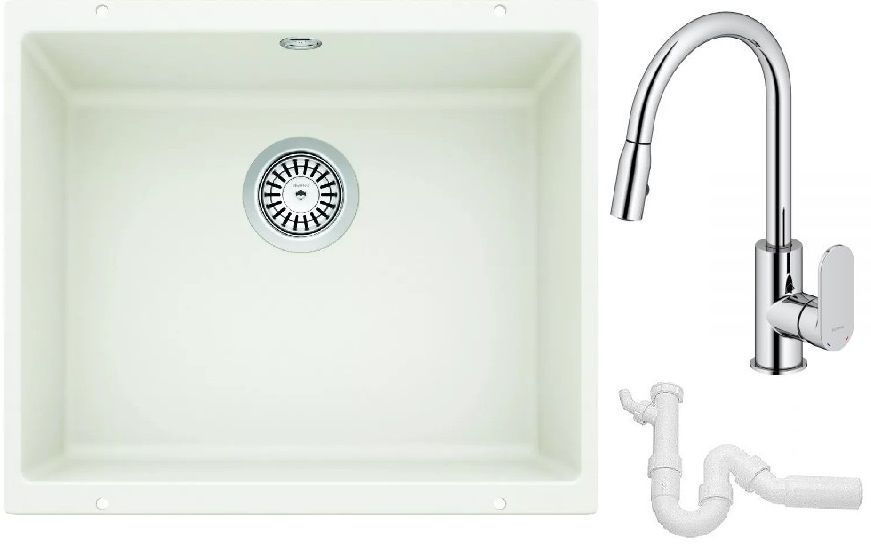 Set chiuvetă din granit Blanco Rotan 500-U 523076, baterie bucătărie Oltens Lista 35202100, 137267