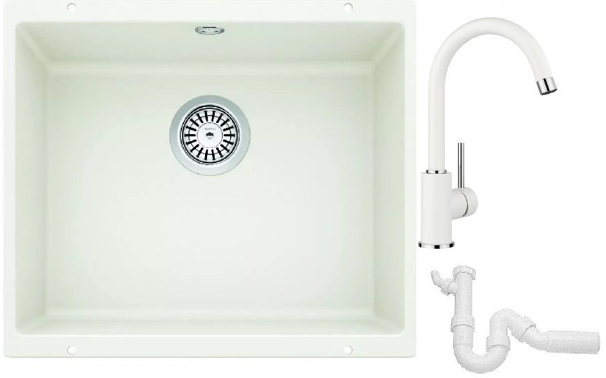 Set chiuvetă din granit Blanco Rotan 500-U 523076, baterie bucătărie Blanco Mida 519418, 137267