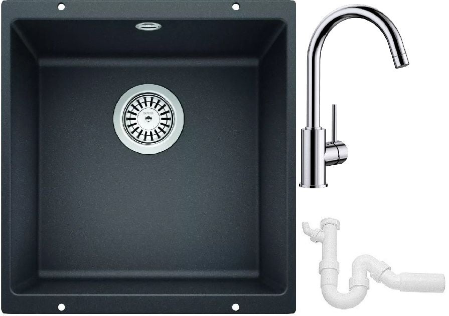 Set chiuvetă din granit Blanco Rotan 400-U 521332, baterie bucătărie Blanco Mida 517742, 137267