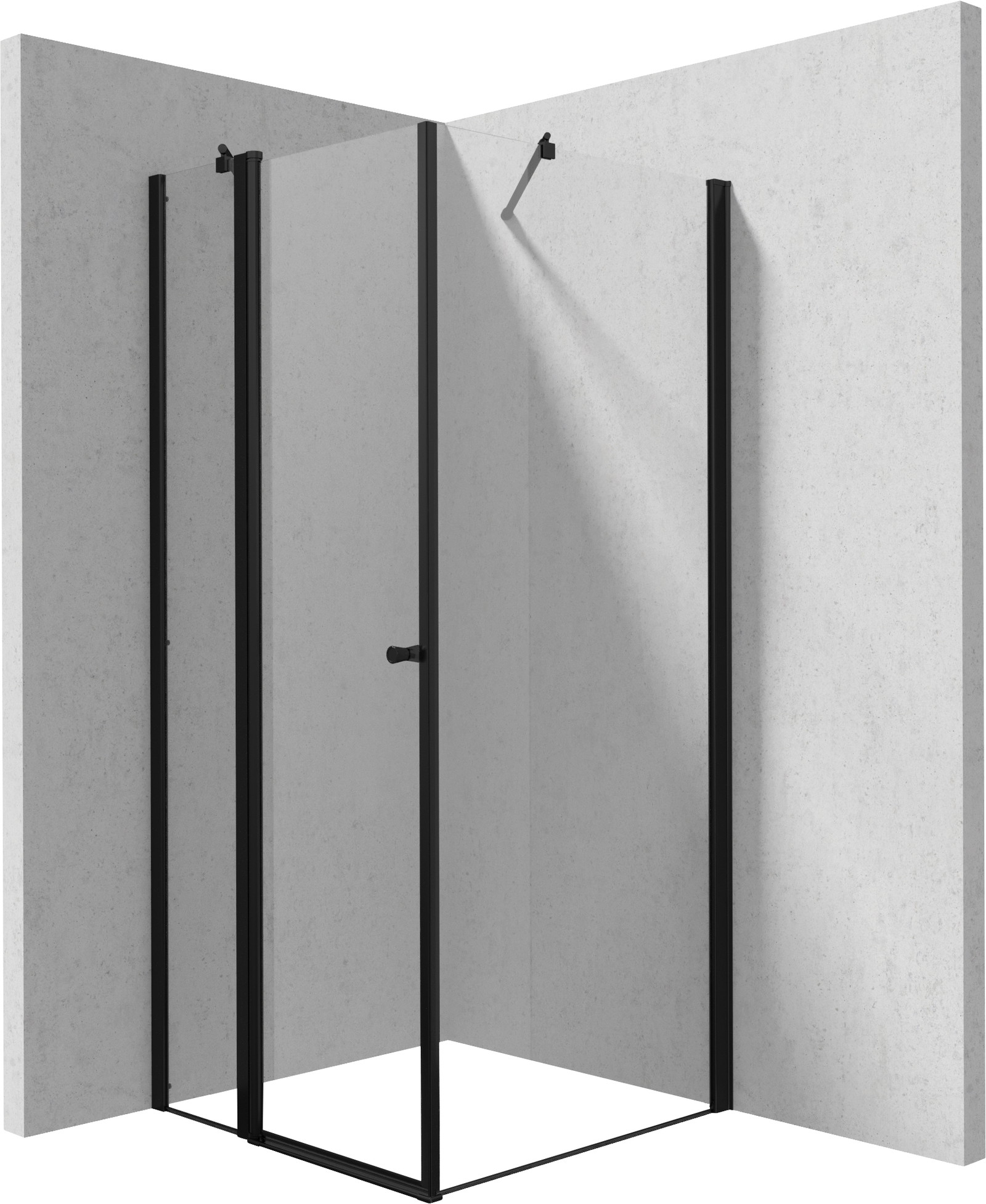 Deante Kerria Plus cabină de duș 90x90 cm pătrat negru mat/sticlă transparentă KKNNU09S09