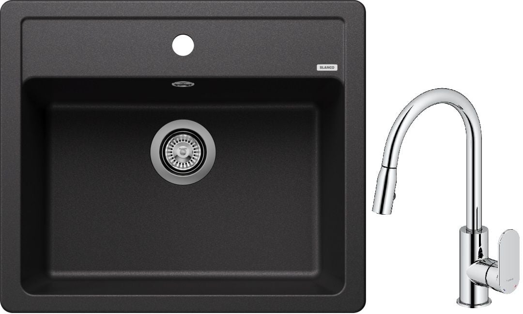 Set chiuvetă din granit Blanco Legra 6 523332, baterie bucătărie Oltens Lista 35202100