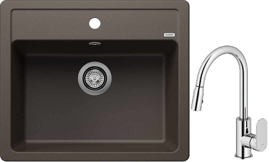Set chiuvetă din granit Blanco Legra 6 523337, baterie bucătărie Oltens Lista 35202100