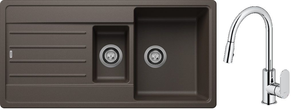 Set chiuvetă din granit Blanco Legra 6 S 522212, baterie bucătărie Oltens Lista 35202100