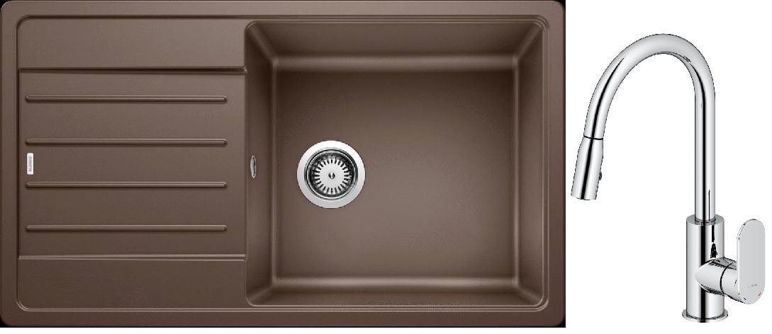 Set chiuvetă din granit Blanco Legra XL 6 S 523331, baterie bucătărie Oltens Lista 35202100