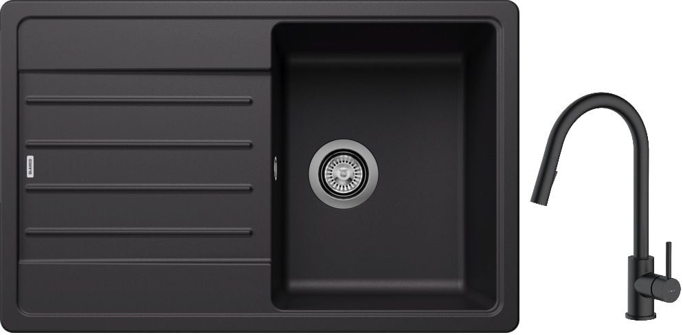 Set chiuvetă din granit Blanco Legra 45 S 526083, baterie bucătărie Oltens Litla 35204300