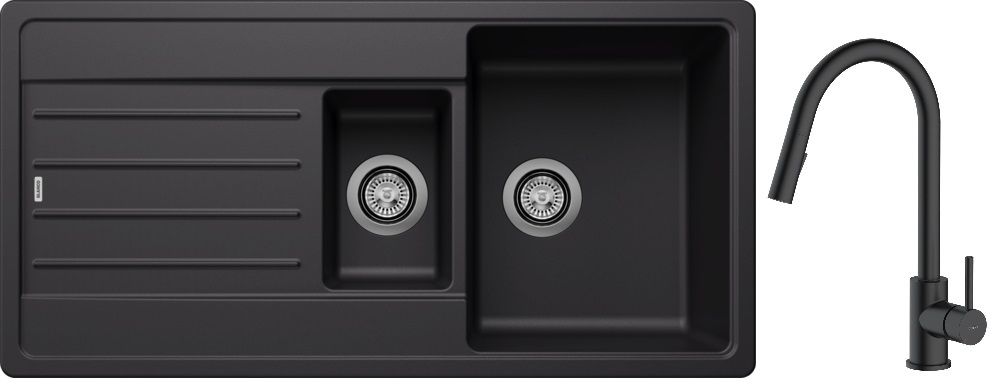 Set chiuvetă din granit Blanco Legra 6 S 526086, baterie bucătărie Oltens Litla 35204300