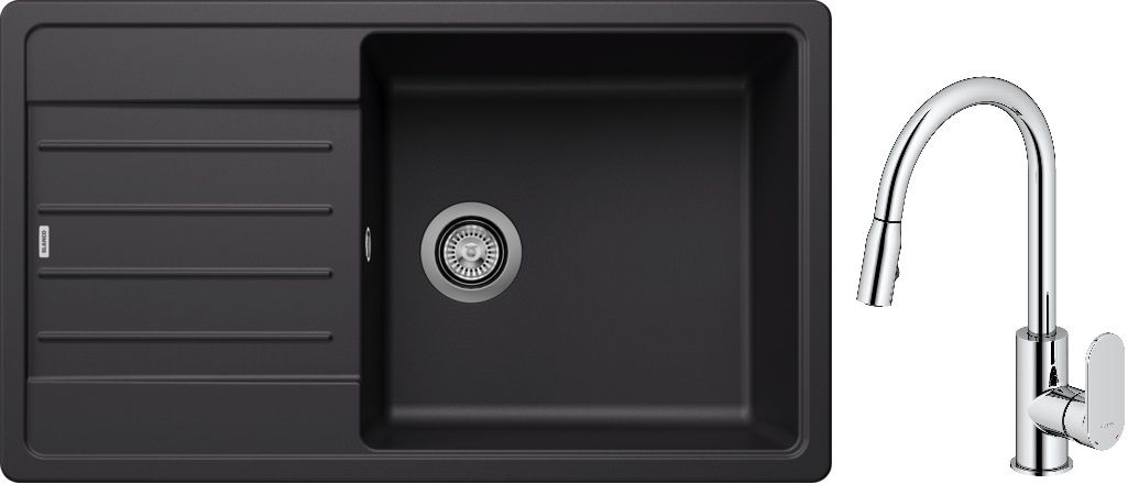 Set chiuvetă din granit Blanco Legra XL 6 S 526087, baterie bucătărie Oltens Lista 35202100