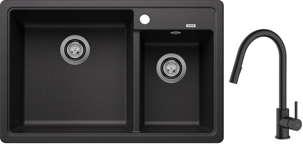 Set chiuvetă din granit Blanco Legra 8 526224, baterie bucătărie Oltens Litla 35204300