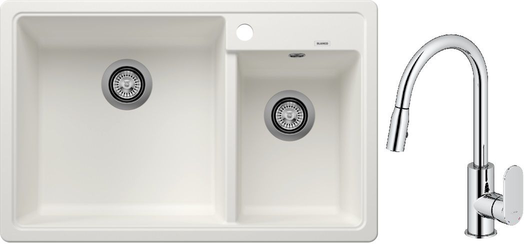 Set chiuvetă din granit Blanco Legra 8 526226, baterie bucătărie Oltens Lista 35202100