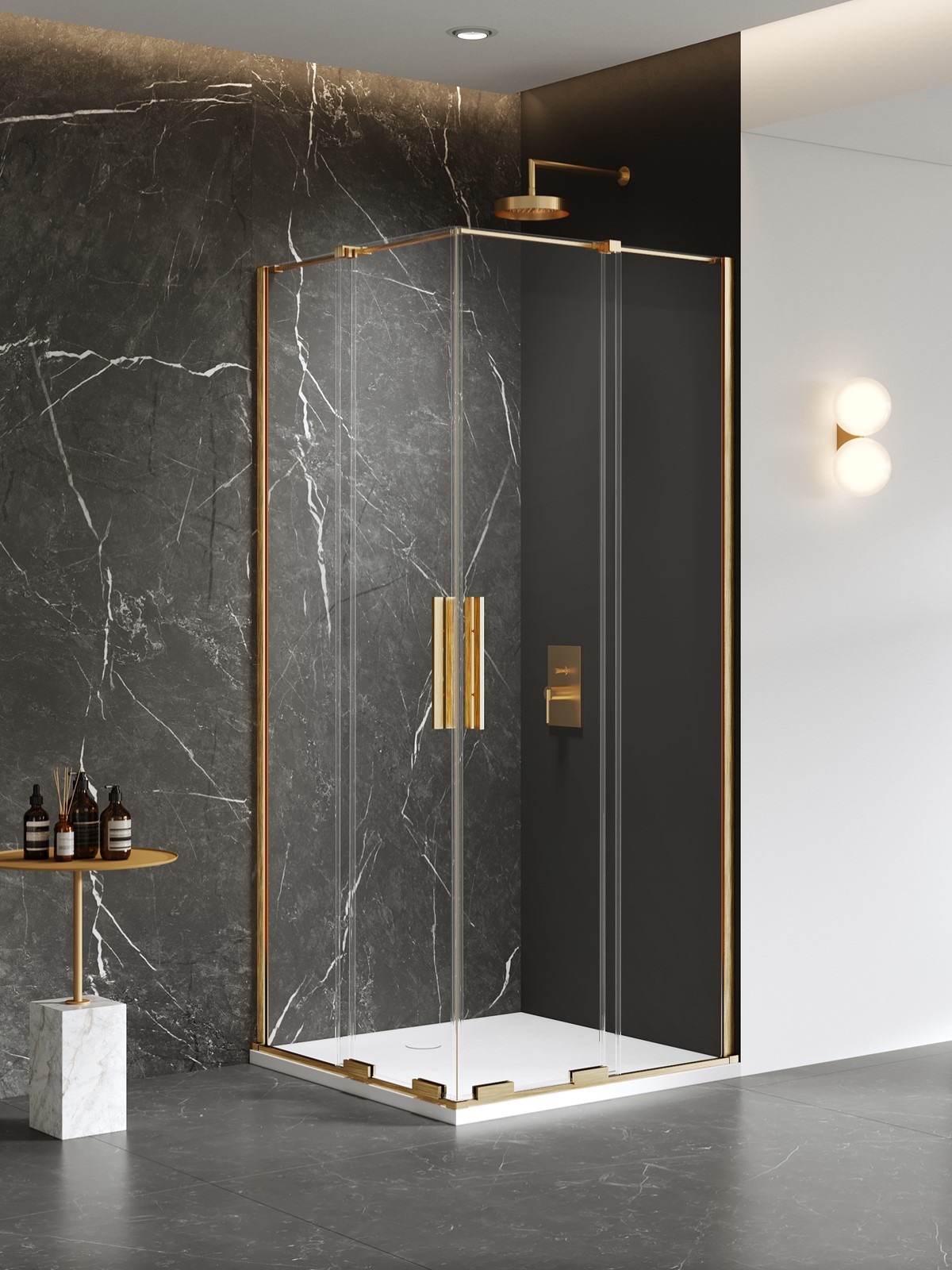 New Trendy Smart cabină de duș 100x80 cm dreptunghiular auriu periat/sticlă transparentă EXK-7597