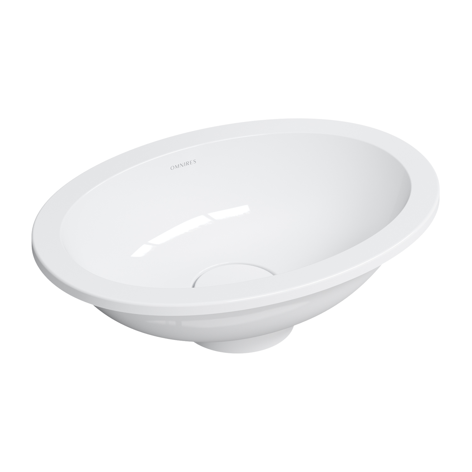 Omnires Shell M+ lavoar 38x25 cm ovale sub blat alb SHELL380UPBP
