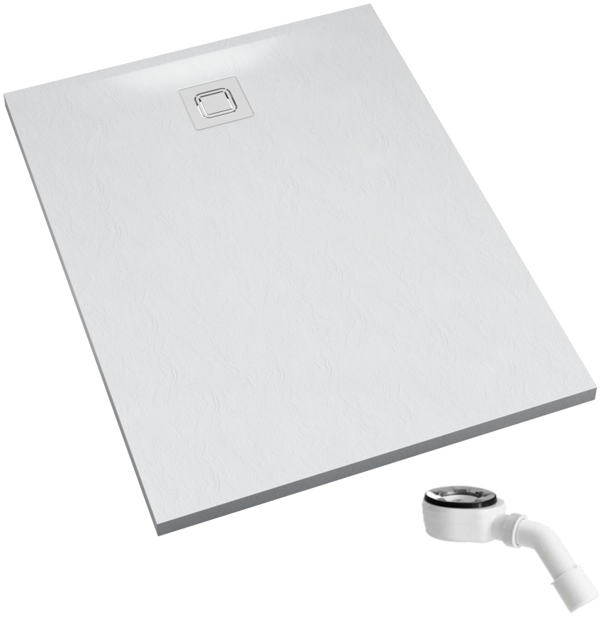 Schedpol Majestic White Stone cădiță de duș dreptunghiulară cu sifon 100x80 cm alb 3.3506/B/ST-M6/B
