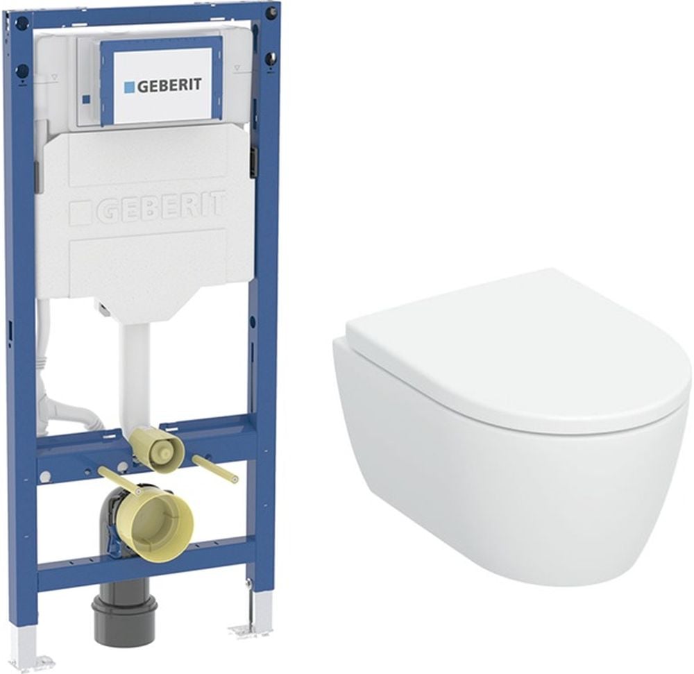 Set vas WC cu capac soft-close Geberit iCon 503.048.00.8, cadru încastrat Geberit Duofix 111.320.00.6