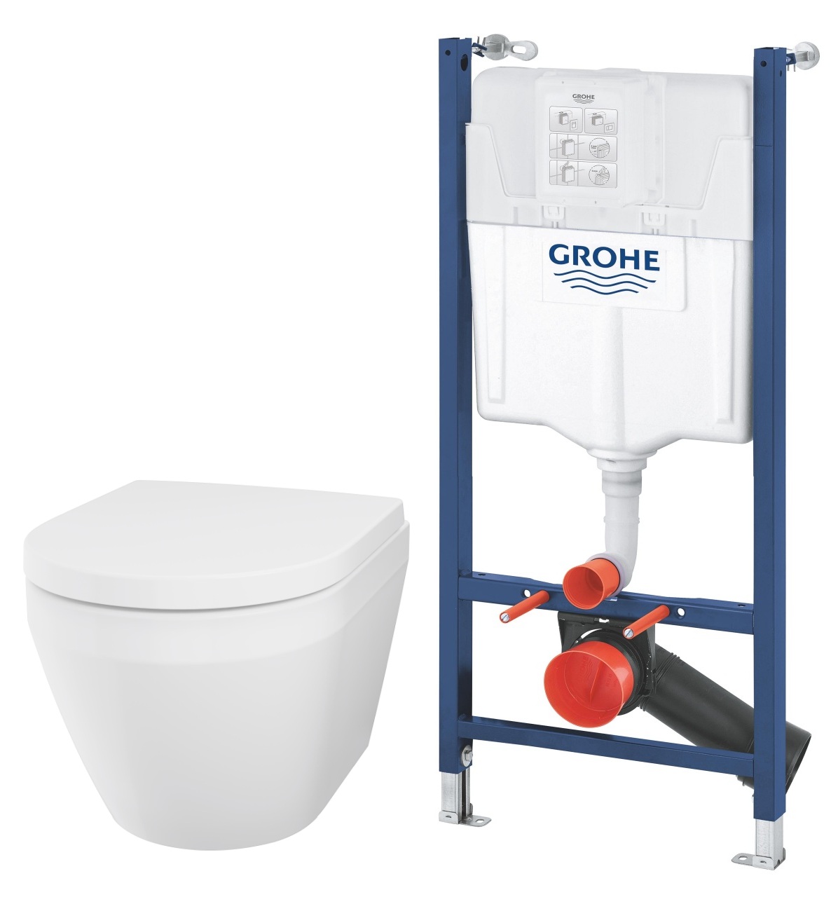 Set vas WC cu capac soft-close Grohe Euro Ceramic 102509SH00, cadru încastrat Grohe Solido 38971000