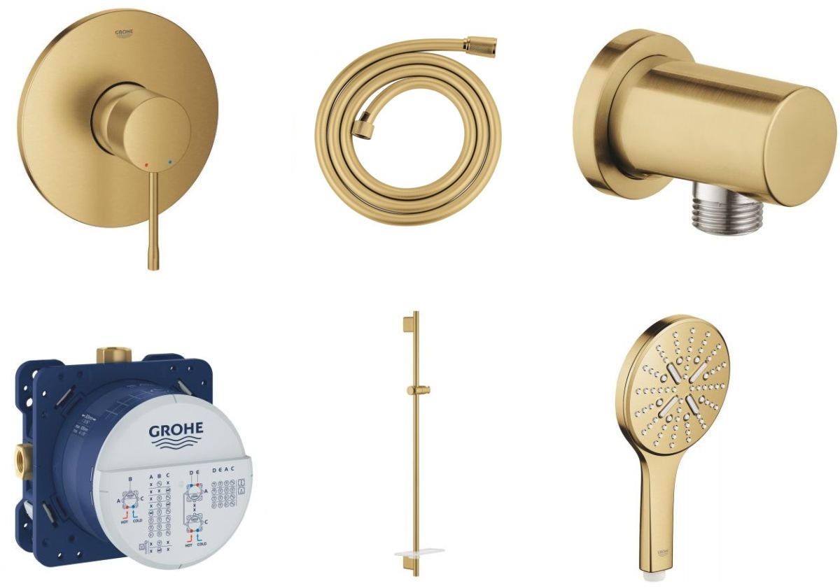 Set baterie de duș Grohe Essence 24057GN1, bară de duș Grohe Rainshower 26603GN0, 26574GN0, 27057GN0, 35600000, 28388GL1