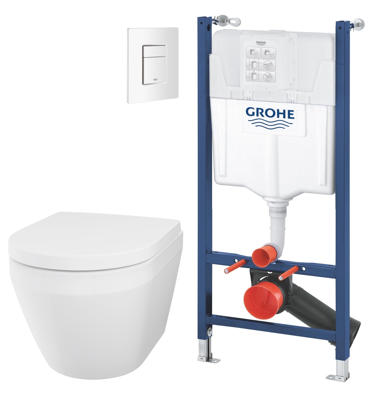 Set vas WC cu capac soft-close Grohe Euro Ceramic 102509SH00, cadru încastrat Grohe Solido 38971000, 38732SH0