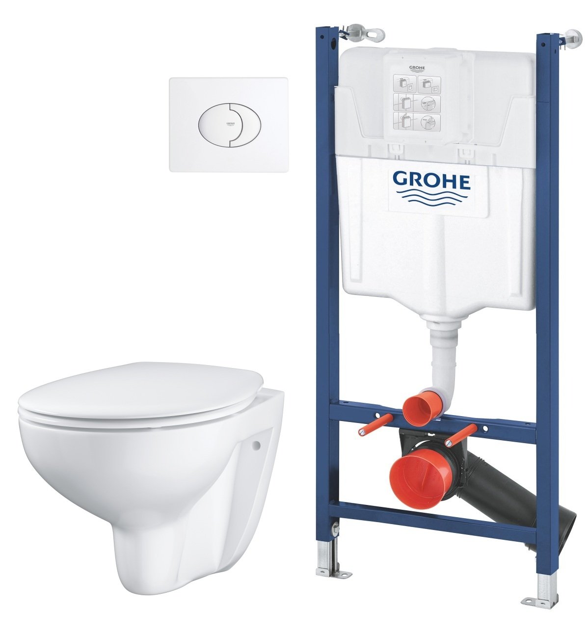 Set vas WC cu capac soft-close Grohe Bau Ceramic 39351000, cadru încastrat Grohe Solido 38971000, 38506SH0