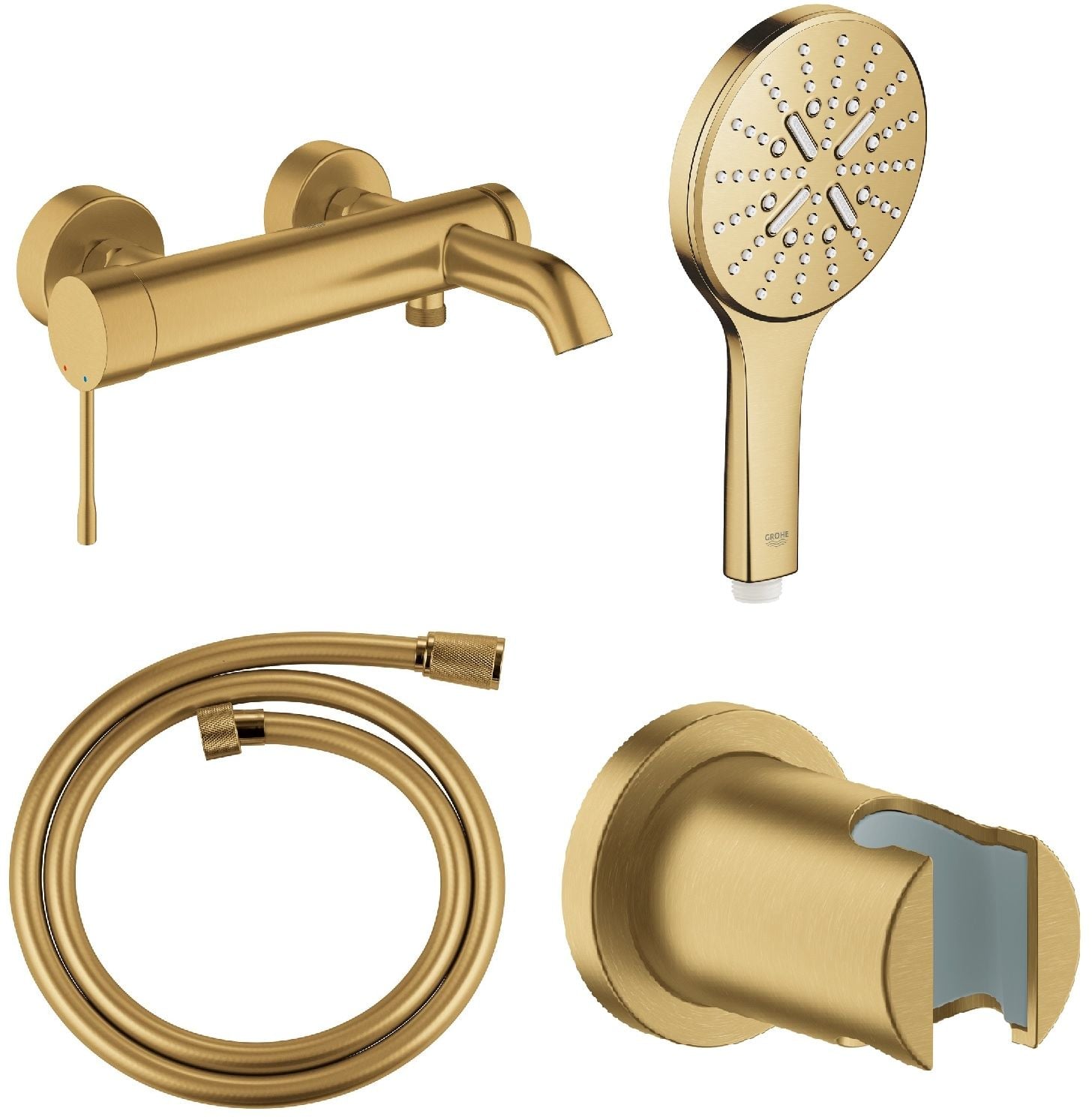 Set baterie cadă-duș Grohe Essence 33624GN1, duș de mână Grohe Rainshower 26574GN0, 27074GN0, 28362GL1