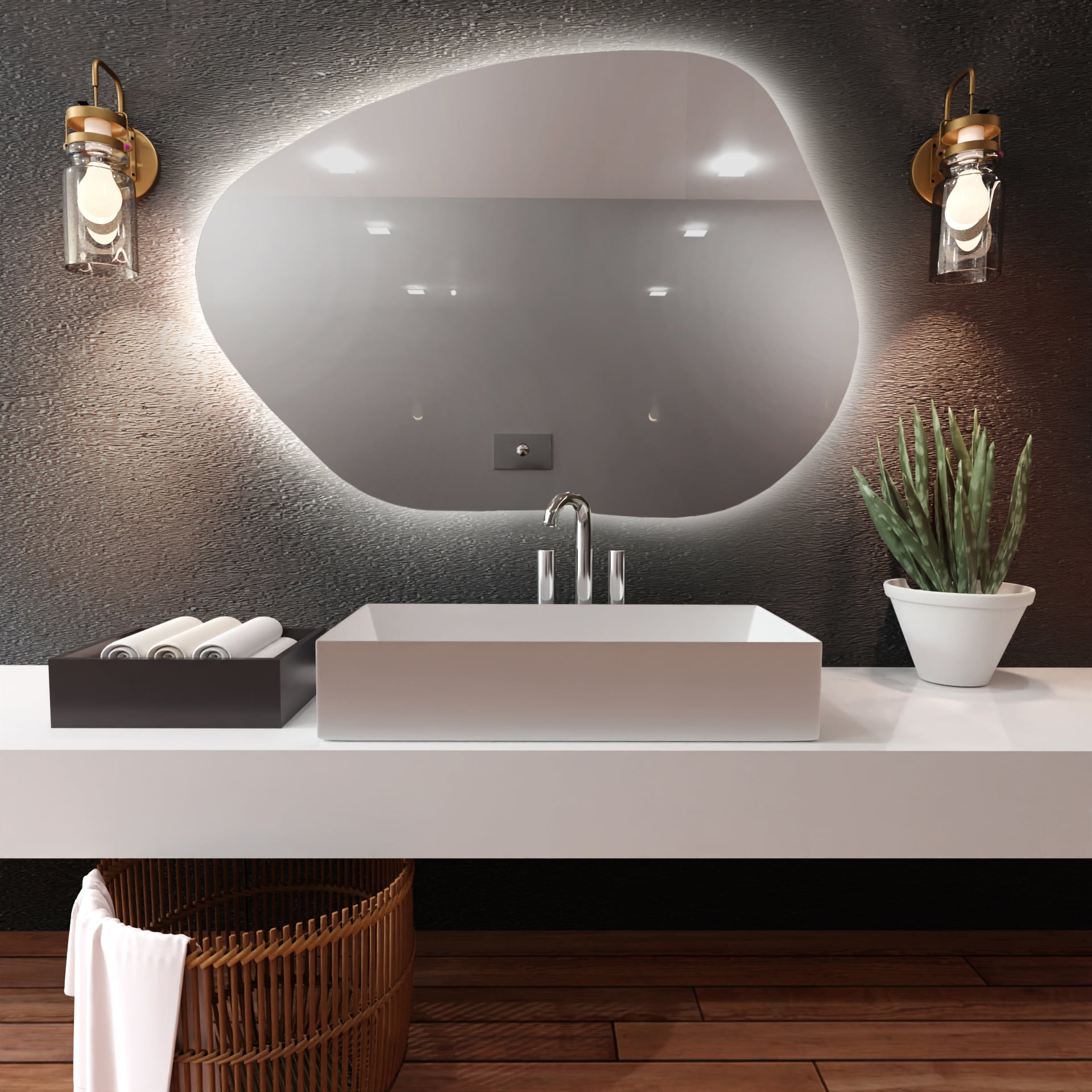 Baltica Design Bright Stain I oglindă 80x57 cm cu iluminare 5904107914053