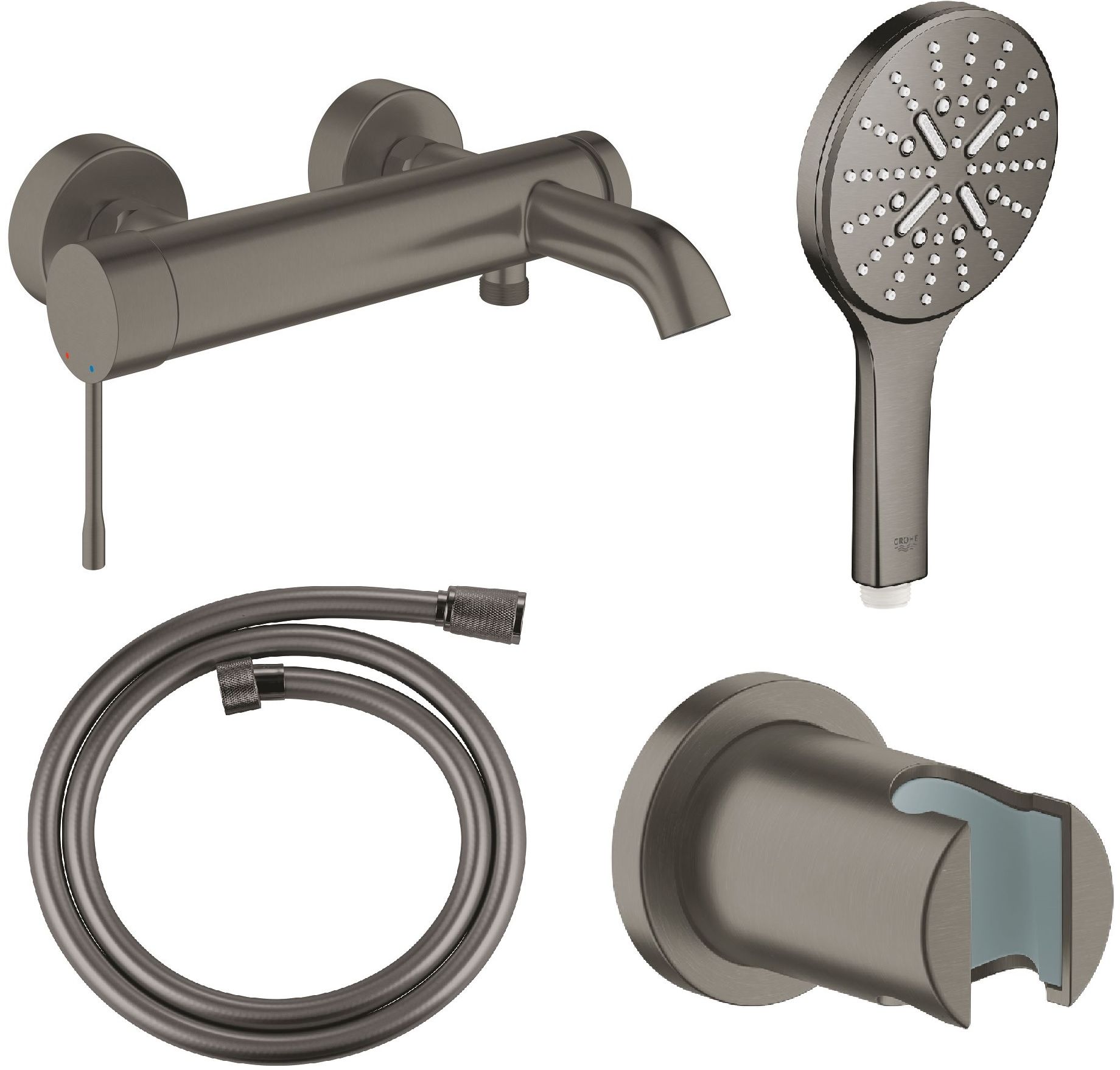 Set baterie cadă-duș Grohe Essence 33624AL1, duș de mână Grohe Rainshower 26574AL0, 27074AL0, 28362A01