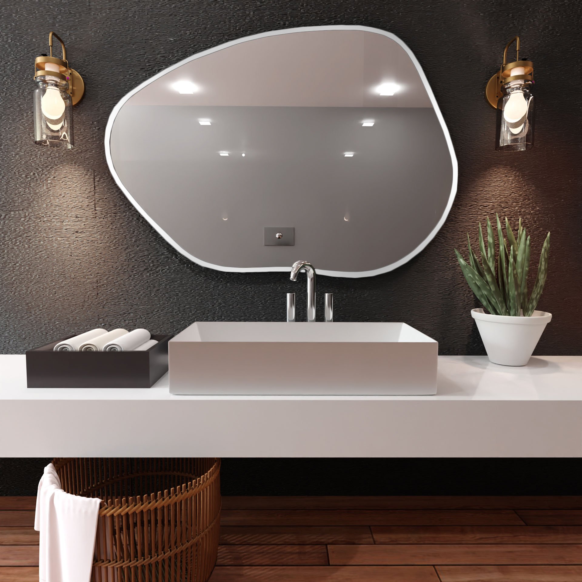 Baltica Design Bright Stain I oglindă 90x64 cm cu iluminare cu covoraș de încălzire alb 5904107921464