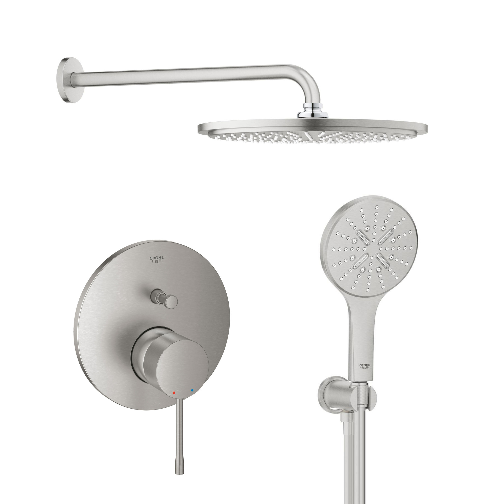 Set cap de duș Grohe Rainshower 26066DC0, baterie cadă-duș Grohe Essence 24058DC1, 26574DC0, 26658DC0, 28362DC1