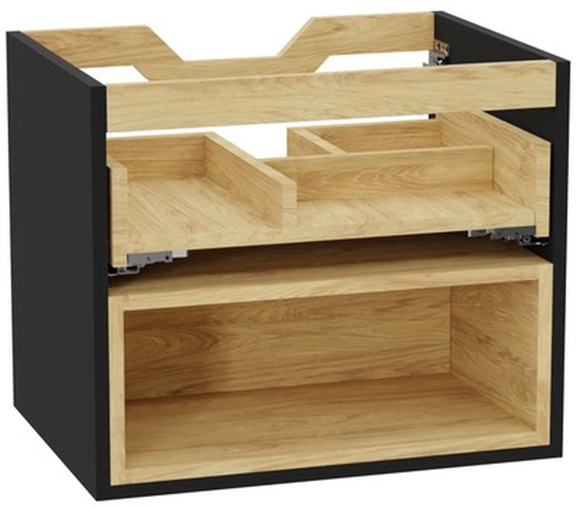 Excellent Tuto 2.0 corp dulap 60x46.5x50 cm sub chiuveta pe perete negru-stejar MLEX.2171.600.BKBL