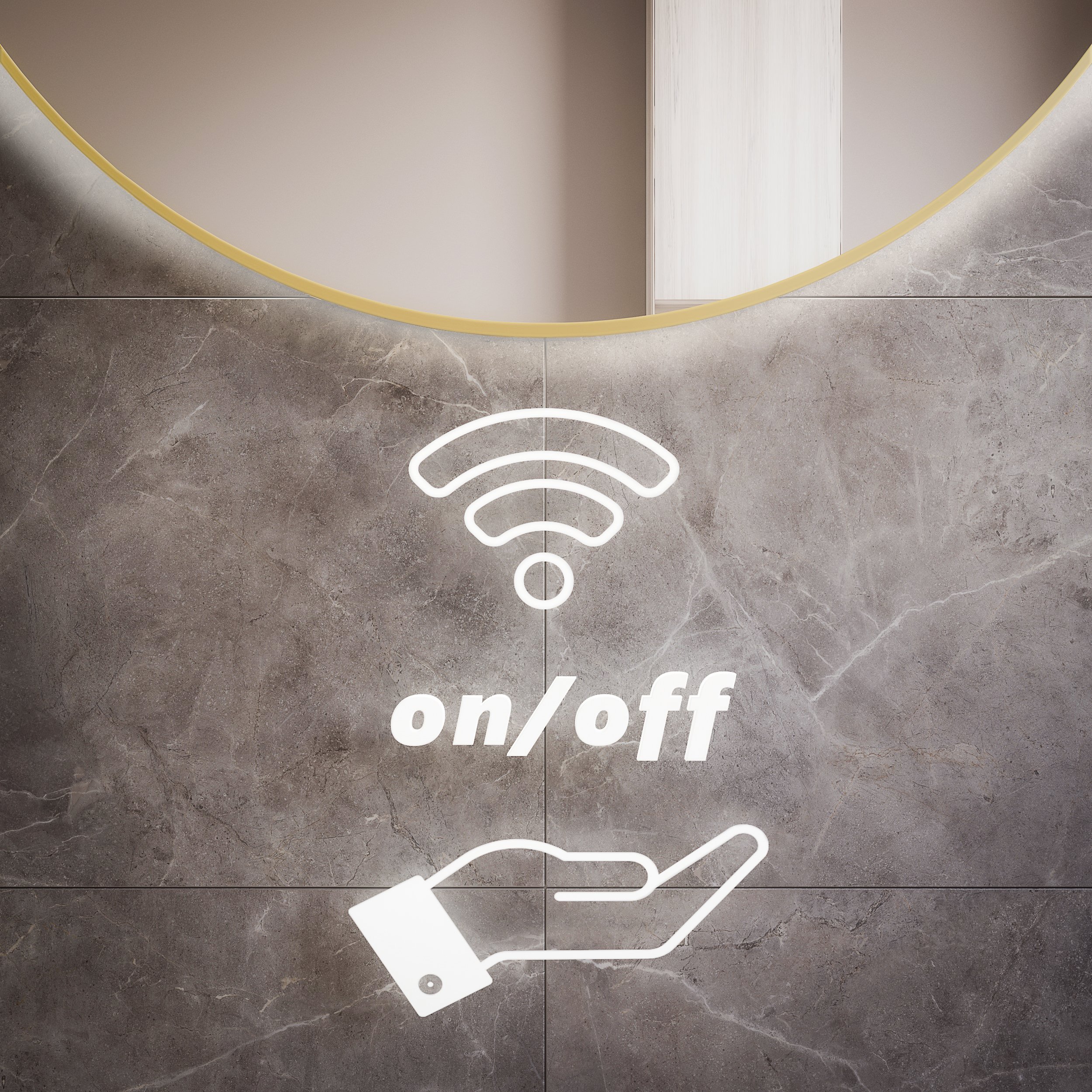 Baltica Design Tiny Border Bright oglindă 80x80 cm rotund cu iluminare cu covoraș de încălzire auriu 5904107912288