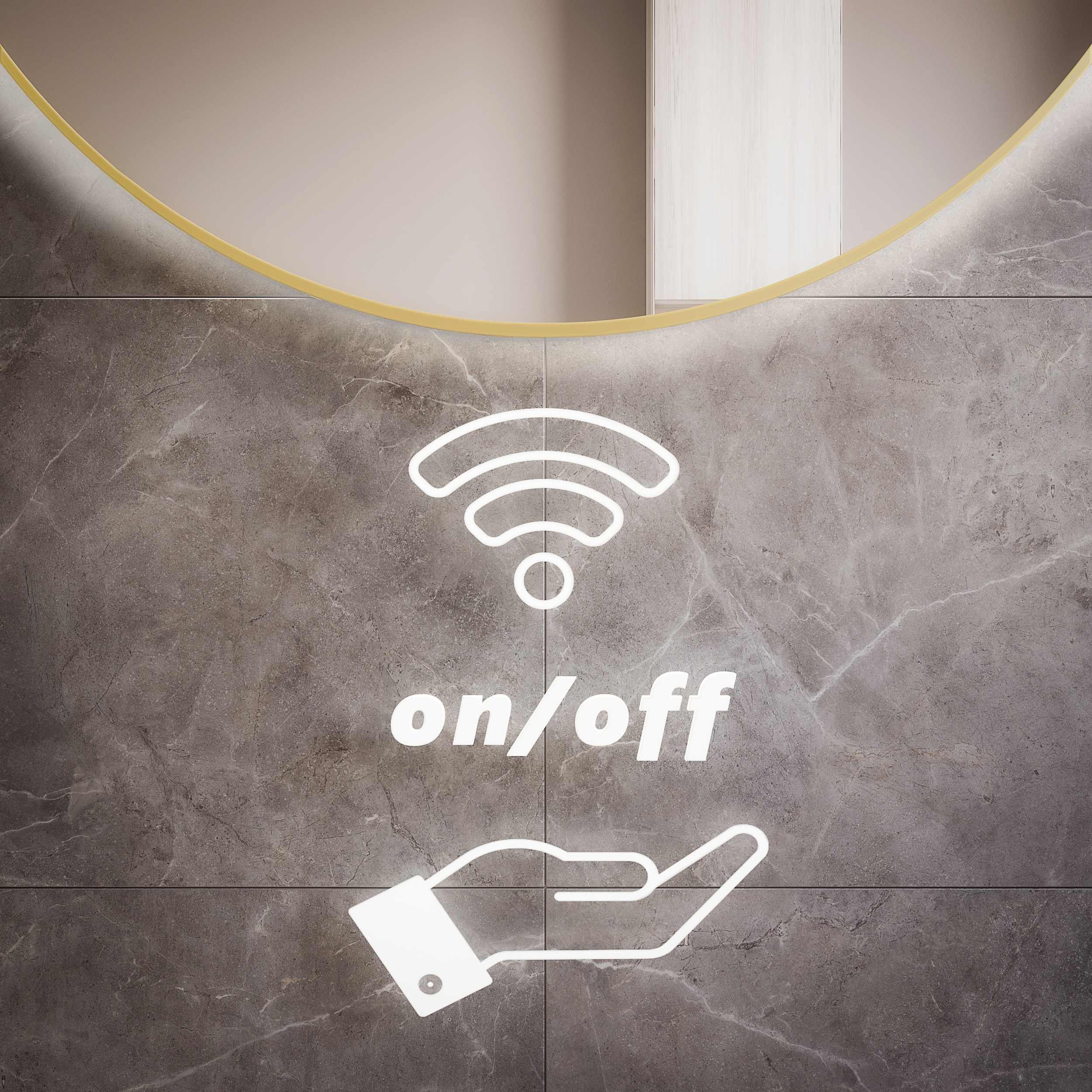 Baltica Design Tiny Border Bright oglindă 70x70 cm rotund cu iluminare cu covoraș de încălzire negru 5904107912103