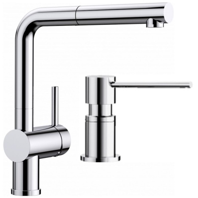 Set baterie bucătărie Blanco Linus-S 512402, dozator de lichid Blanco Lato 525808