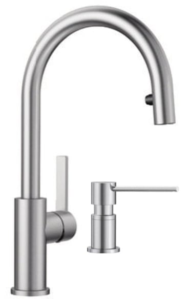 Set baterie bucătărie Blanco Candor-S 523121, dozator de lichid Blanco Lato 525809