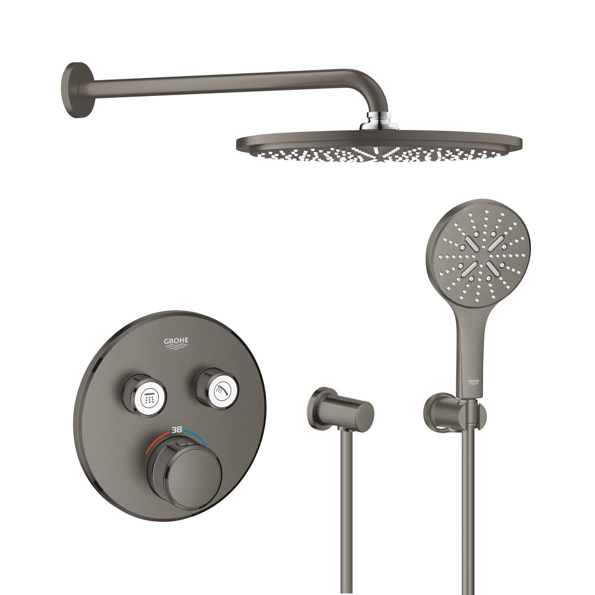 Set cap de duș cu braț Grohe Rainshower 26066AL0, baterie cadă-duș Grohe Grohtherm SmartControl 29119AL0, 26574AL0, 27057AL0, 27074AL0, 28362A01