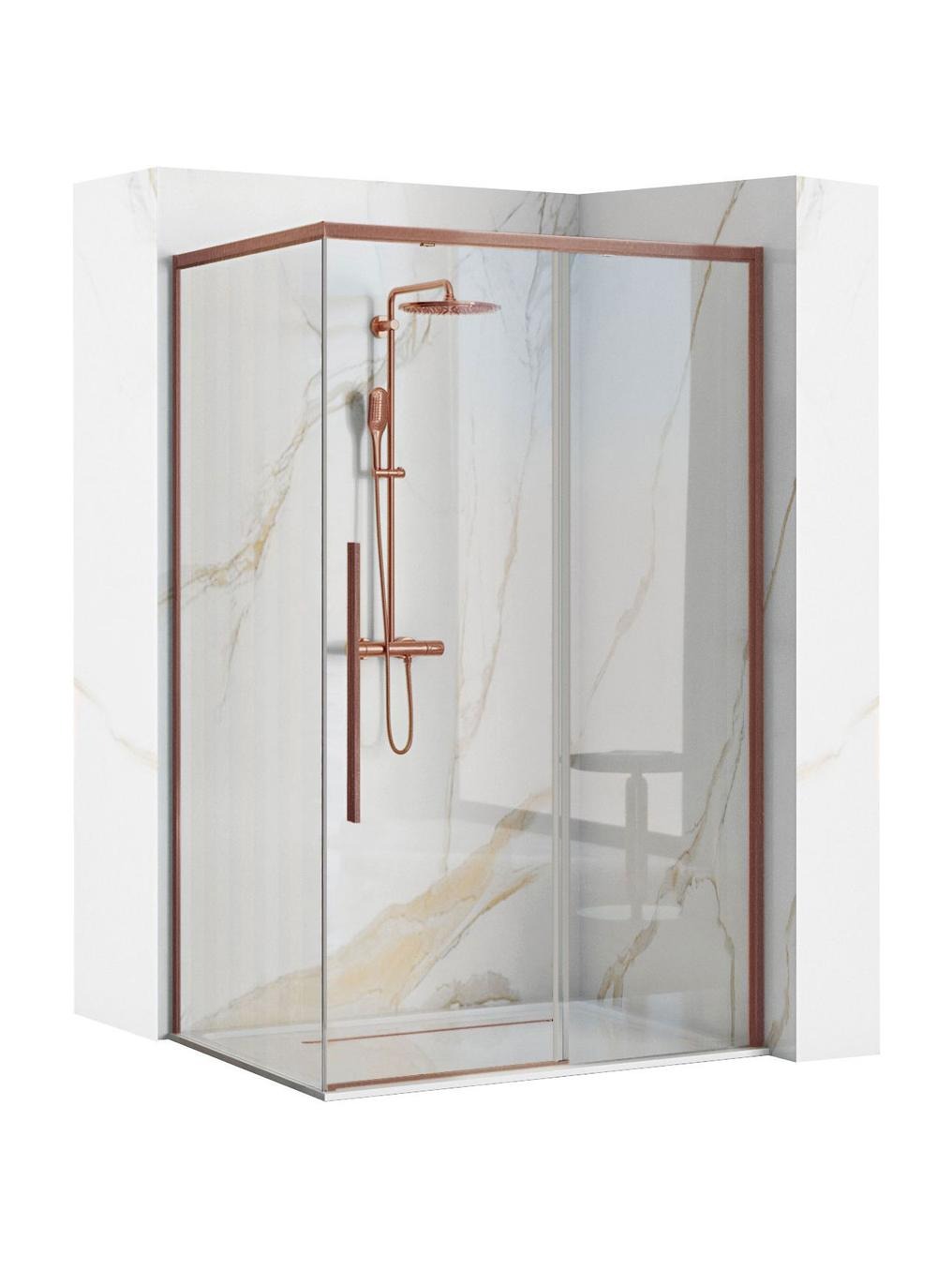 Rea Solar cabină de duș 120x90 cm dreptunghiular cupru periat/sticlă transparentă REA-K9514
