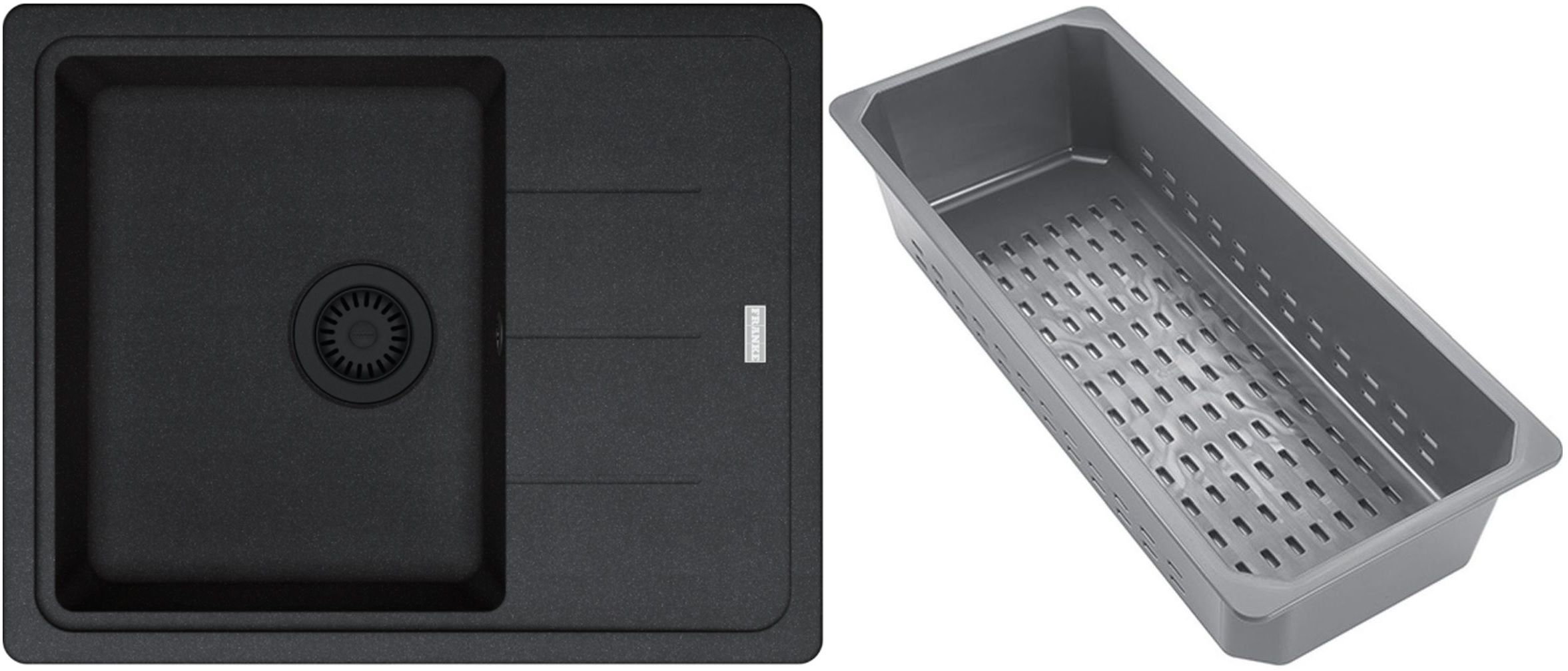 Franke Basis chiuvetă din granit cu inserție de scurgere 62x50 cm gri/grafit/onix 114.0743.083